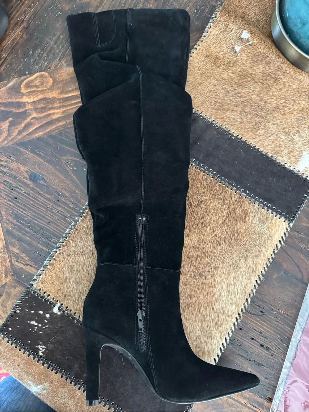 Women’s Black Over-the-Knee Pointed Toe Heel Boots